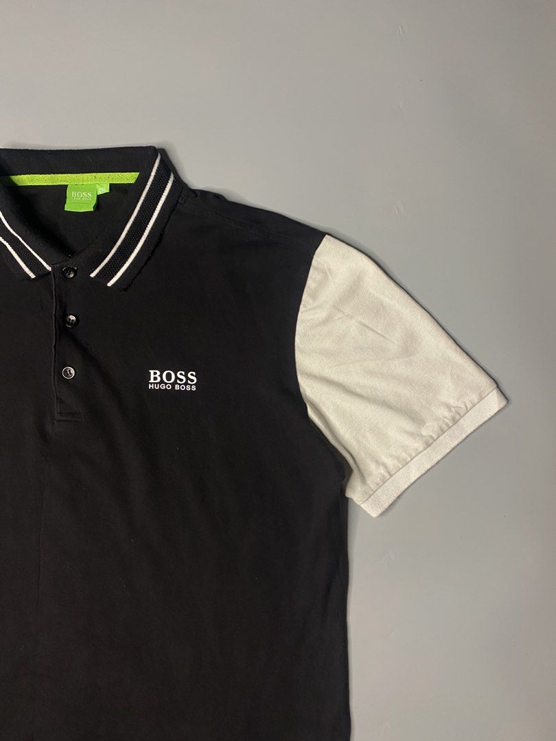 Hugo Boss Polo Shirt (Category: Tshirts & Polo Shirts ) located in Bago City. Submitted by jg_finds_ (Listing ID 1460771302, Image 1). Description: size M- semi L Dimensions: Width- 20.5 inch Length- 26 inch Excellent Condition Issue: 2 pinholes .