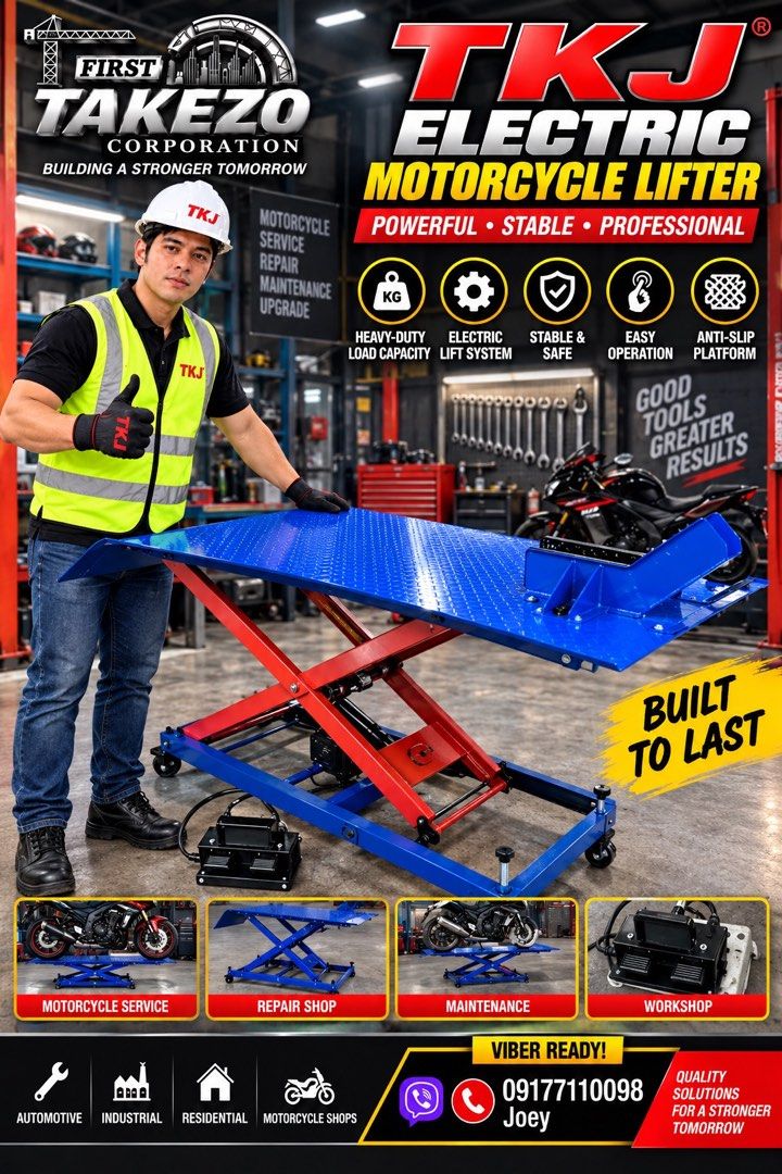 Hydraulic motor lifter (Category: Construction Tools & Equipment) located in Manila. Submitted by joeyroque09 (Listing ID 1460842230, Image 3). Description: motorcycle lifter.