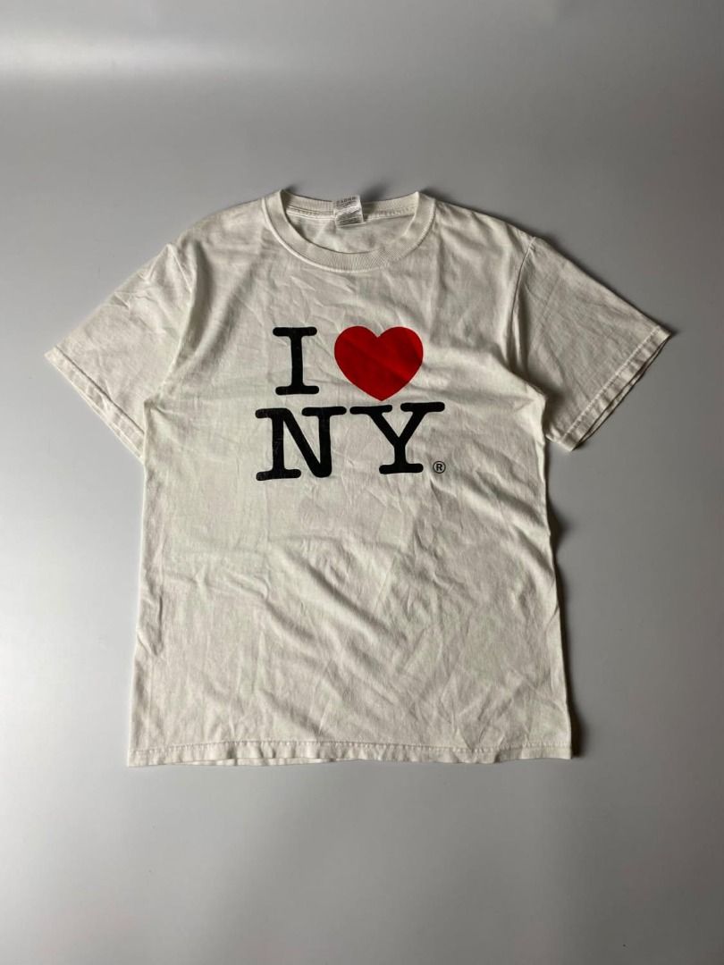 I LOVE NY SHIRT (Category: Tshirts & Polo Shirts ) located in Pasig City. Submitted by akithrift18 (Listing ID 1460800210, Image 1). Description: ITEM: I LOVE NY SHIRT Size fits: SMALL W: 18 L: 25 Issue: crack print Condition: GOOD Color rate: 9/10 GRAB: 850 • Color may vary due to lighting • Location: Pasig City (NCR) • Courier: J&T Express • Mode of payment: G CASH/PAYMAYA • All items are thrifted/second hand please manage your expectations. •S