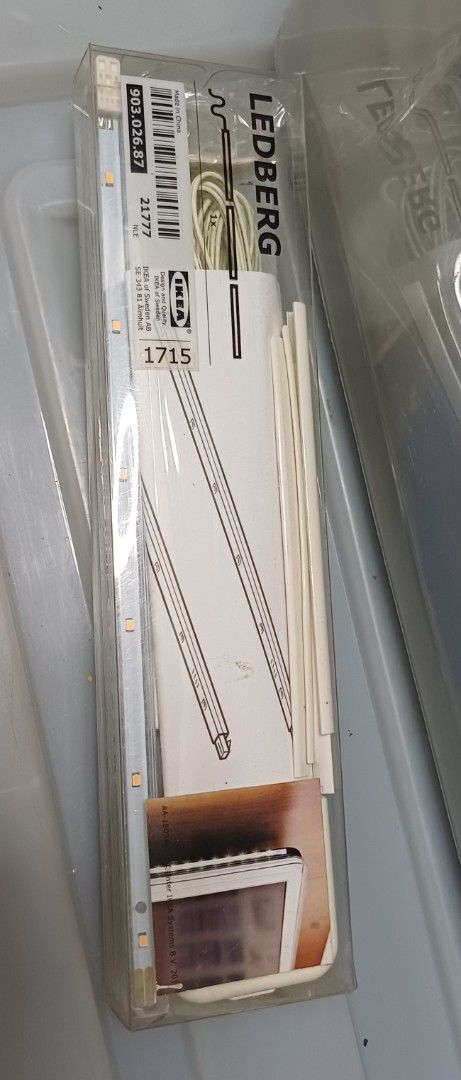 IKEA LEDBERG LED Strip Lights 24V DC (Category: Lighting) located in Bacoor. Submitted by ricks01 (Listing ID 1460773654, Image 1). Description: - IKEA LEDBERG LED Strip Lights - 24V DC, 18W (0.05W per LED) - Ideal for under cabinet or accent lighting - Includes 2m and 1.5m cables - Original packaging included.