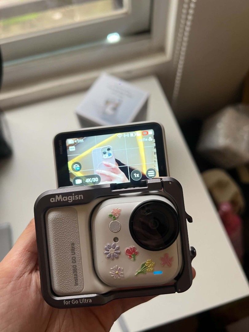 Insta360 GO Ultra Tiny Hands-Free 4K Cam with Accessories (Category: Cameras) located in Quezon City. Submitted by jerome2929 (Listing ID 1460786067, Image 3). Description: - Insta360 GO Ultra camera - Tiny and hands-free design - Shoots in stunning 4K resolution - Comes with original box - Includes metal frame cage accessory - Charging case included - Lanyard for easy carrying - Ideal for capturing moments on the go - Easy to use and highly port