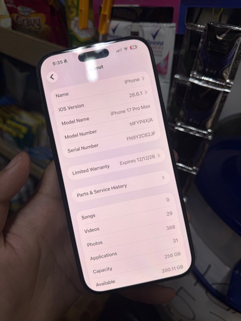 iPhone 17 Pro Max (Category: iPhone 17 Series) located in Manila. Submitted by rizeuese (Listing ID 1460814555, Image 3). Description: 17 Pro max - 256gb - Blue - FACTORY UNLOCKED, any sim pwede - Issue: Lcd and front camera replaced, dents sa housing. May shadow sa front cam due to the lcd replacement. Bawal sa maselan. - No face id, true tone works. - Cases and unit only. Last price is 45k NOT negotiable. Valenzuela loc..