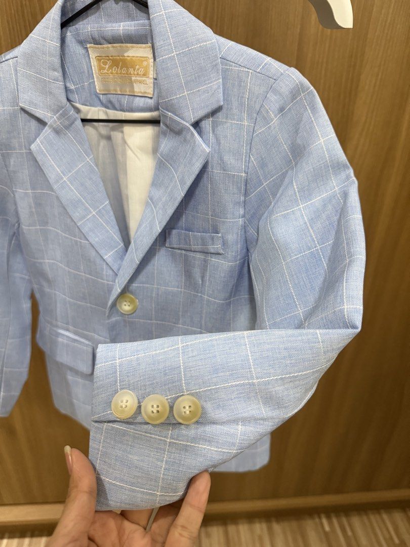 Kids Suit Coat set Baby Blue CODE 7 (Category: Coats, Jackets and Outerwear) located in Rizal. Submitted by caintarizal2024 (Listing ID 1460745717, Image 3). Description: Coat and pants Set Once lang nagamit Size 100 Chess 13cm Shoulder 10 1/2 cm Length 18 1/2cm Pants: length 23 1/2cm Waist: Garterize 17cm to 22cm.