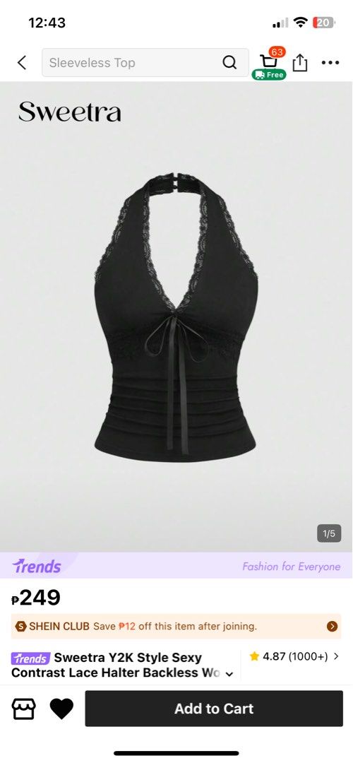 Lace Halter Backless Top (Category: Sleeveless) located in Caloocan City. Submitted by loveshanks (Listing ID 1460750691, Image 1). Description: missing button see picture for flaw.