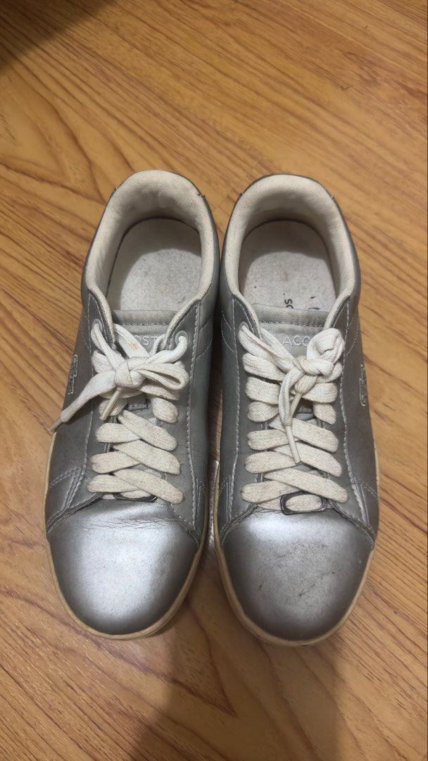 silver lacoste shoes (Category: Sneakers) located in Manila. Submitted by itsmepey (Listing ID 1460908543, Image 2). Description: * well used * just dirty from not being used for a while * can be cleaned * please check the photos for the exact condition and any visible issues * other than what’s shown in the photos, there are no major damages rfs: not using it anymore .
