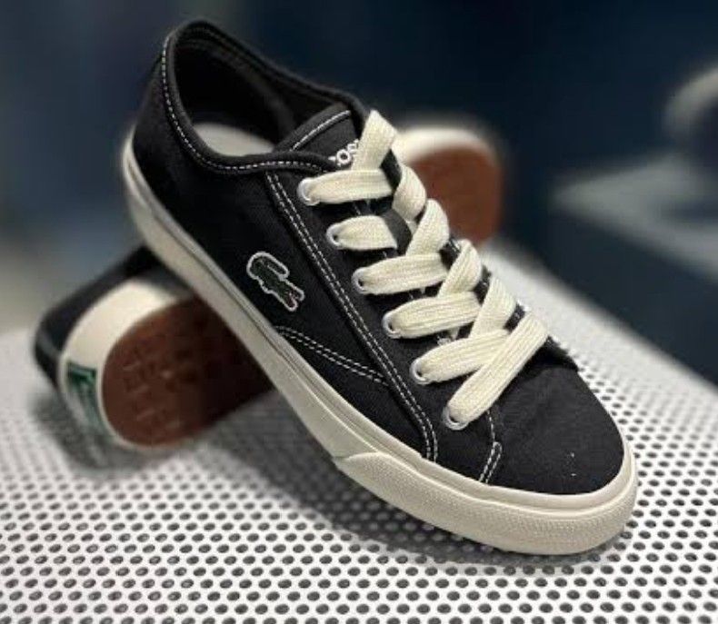 Lacoste shoes (Category: Sneakers) located in Zamboanga. Submitted by luckytree_feebd2 (Listing ID 1460917690, Image 1). Description: size 42 up to 43 cotton shoes black color.