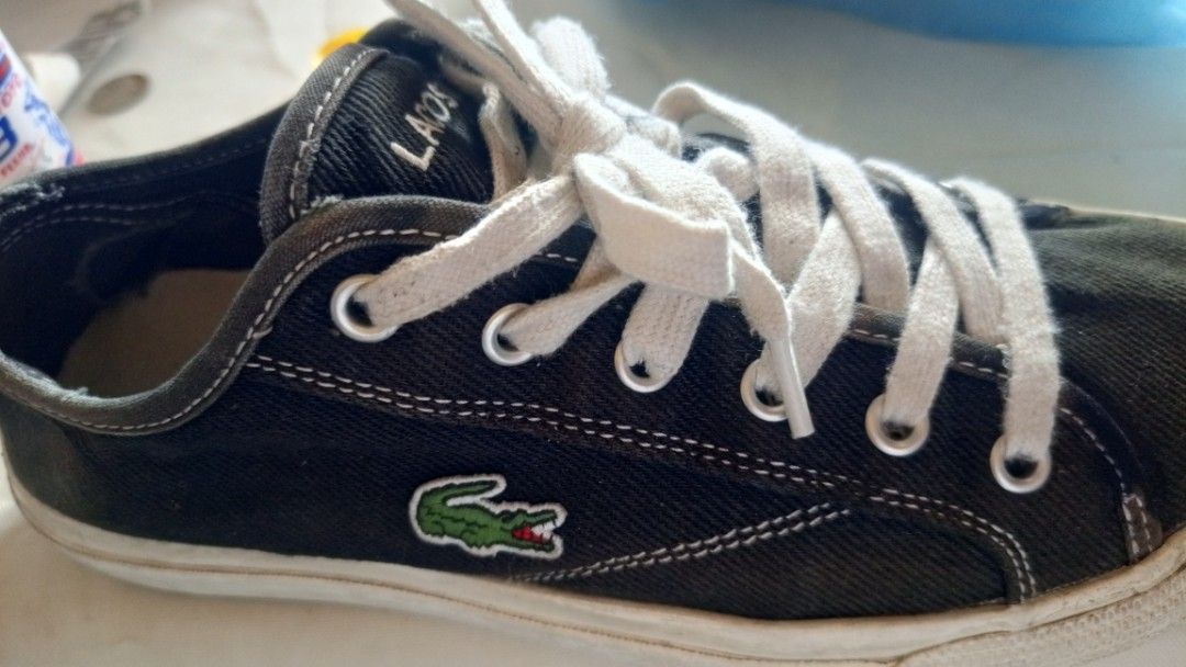Lacoste shoes (Category: Sneakers) located in Zamboanga. Submitted by luckytree_feebd2 (Listing ID 1460917690, Image 3). Description: size 42 up to 43 cotton shoes black color.