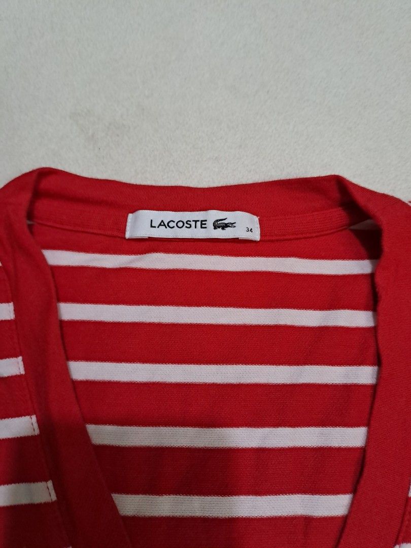 Lacoste V-Neck White and Red Stripe (Category: Longsleeves) located in Baguio. Submitted by che1224 (Listing ID 1460798954, Image 2). Description: Lacoste V-Neck White and Red Stripe.