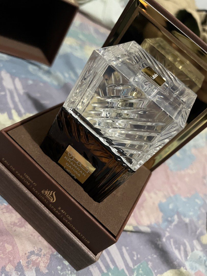 Lattafa Khamrah Qahwa Eau de Parfum 100ml (Category: Fragrance & Deodorants) located in Quezon City. Submitted by kingsly.diestra12 (Listing ID 1460819966, Image 3). Description: - Lattafa Khamrah Qahwa Eau de Parfum - Comes in Original Box RFS decluttering, only used once or twice.