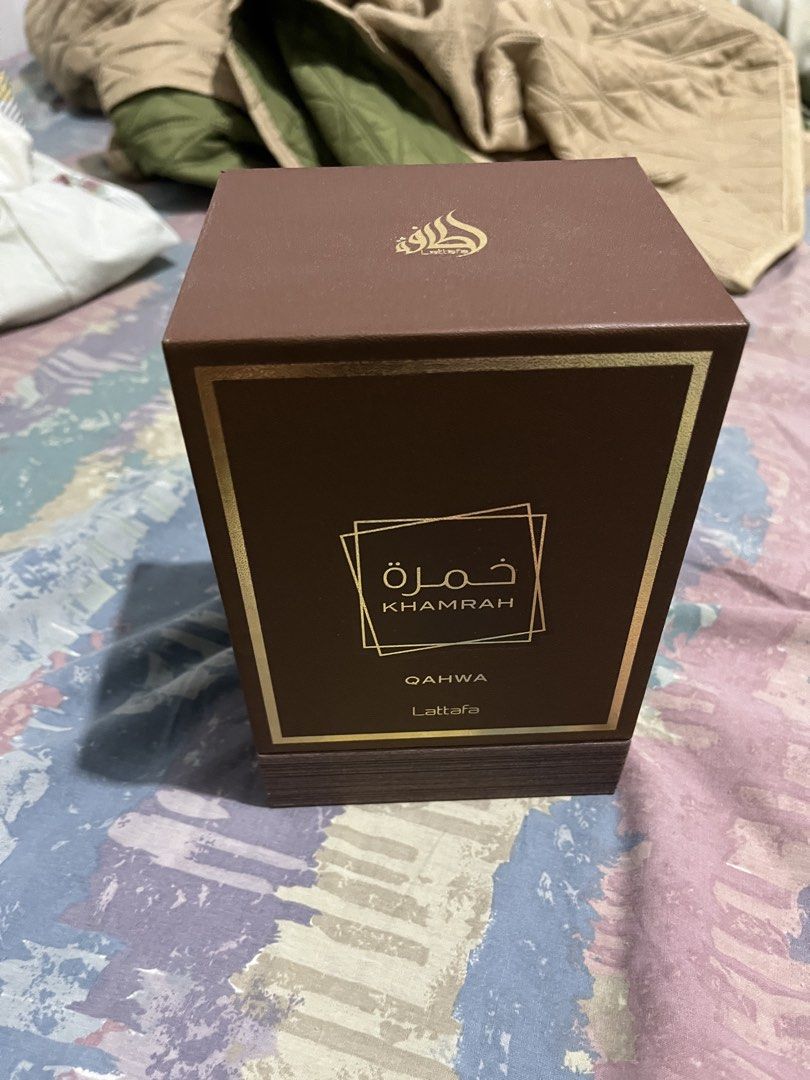 Lattafa Khamrah Qahwa Eau de Parfum 100ml (Category: Fragrance & Deodorants) located in Quezon City. Submitted by kingsly.diestra12 (Listing ID 1460819966, Image 1). Description: - Lattafa Khamrah Qahwa Eau de Parfum - Comes in Original Box RFS decluttering, only used once or twice.