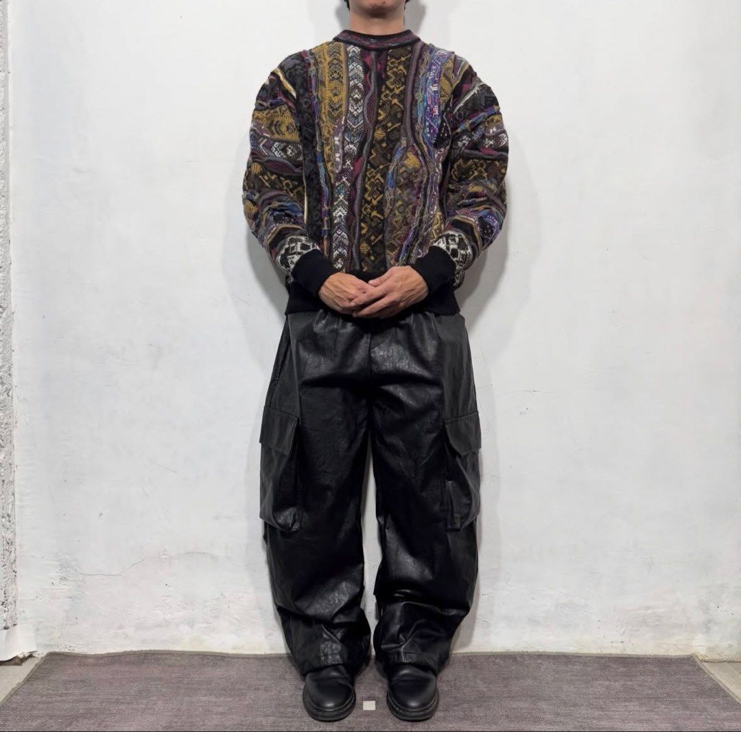 Leather cargo baggy pants (Category: Activewear) located in San Carlos. Submitted by used.but.not.abused. (Listing ID 1460846898, Image 1). Description: Bottom: leather cargo baggy pants Waist: 22-38 Length: 39 Condition: 9/10 Issue: none.