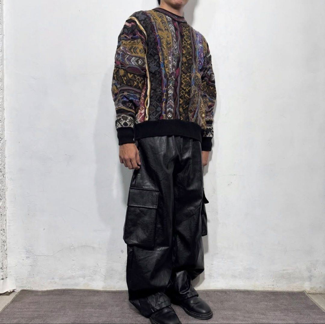 Leather cargo baggy pants (Category: Activewear) located in San Carlos. Submitted by used.but.not.abused. (Listing ID 1460846898, Image 3). Description: Bottom: leather cargo baggy pants Waist: 22-38 Length: 39 Condition: 9/10 Issue: none.