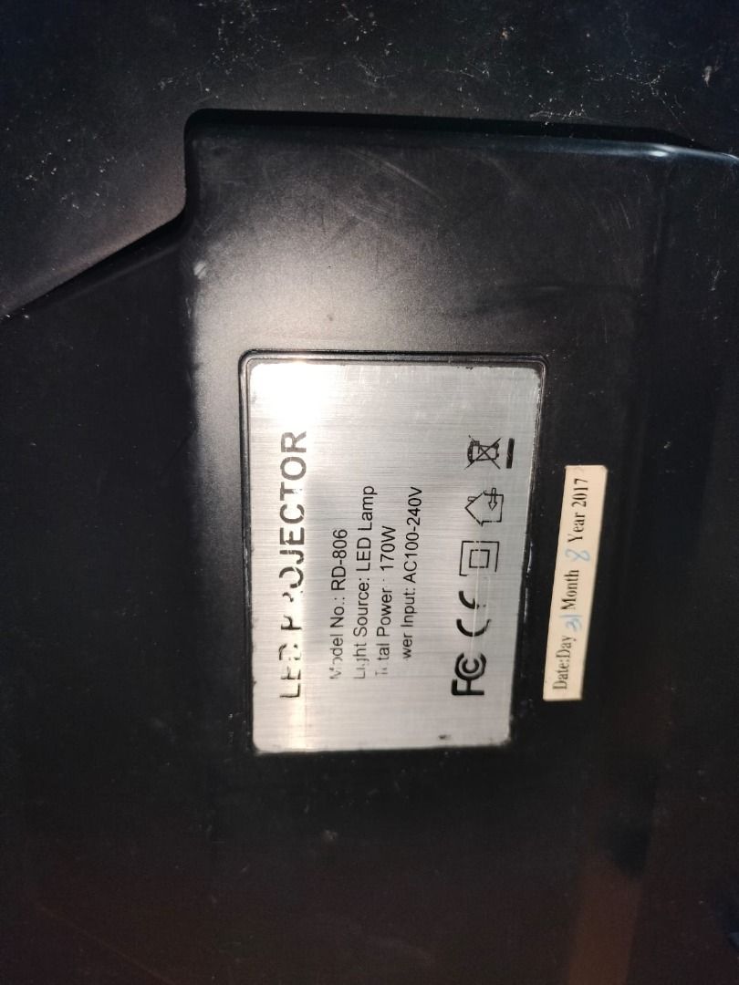 LED Multimedia Projector (RD-806) (Category: Office & Business Technology) located in Caloocan City. Submitted by mce_sales2026 (Listing ID 1460769129, Image 3). Description: Details: LED multimedia projector (RD-806) featuring LED lamp technology, 170W total power, AC 100–240V input, HDMI/VGA/USB connectivity, and built-in keystone correction. Features: LED projection, HDMI/VGA/USB connectivity, 170W power, 100–240V input, built-in keystone corr