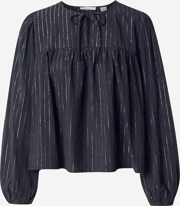 Levi's Josephine Long Sleeve Black Top (Category: Blouses) located in Pasig City. Submitted by brownbagph (Listing ID 1460886431, Image 1). Description: Product Features: Approx. 22" long Notched V-neck Long sleeves Cotton, viscose, Lurex.