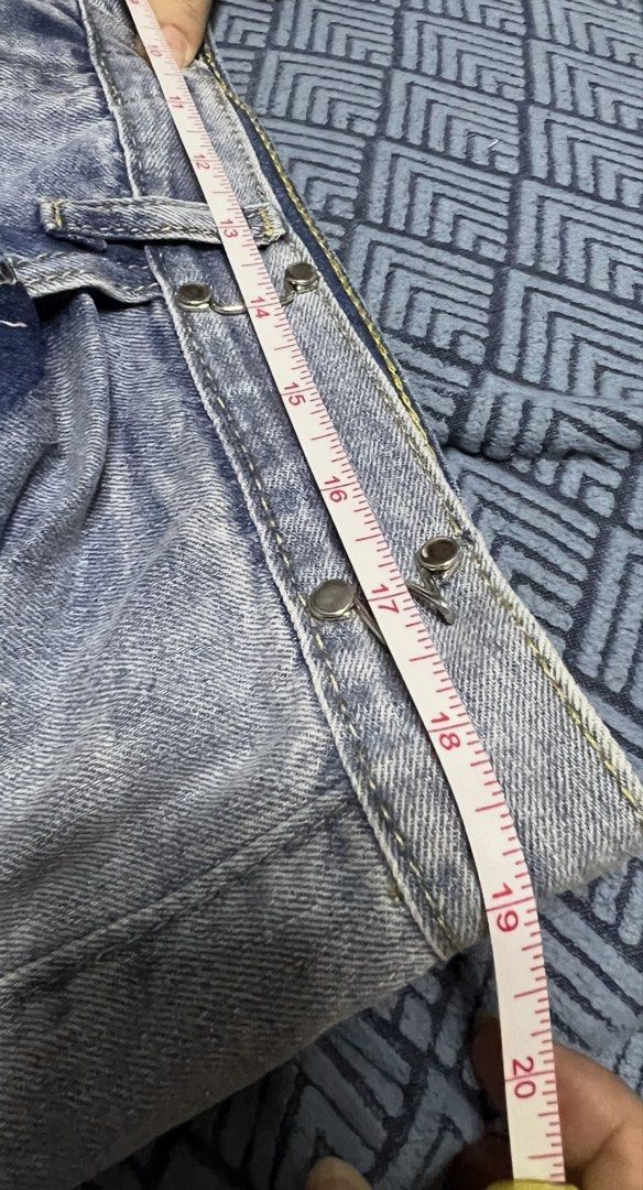 Light Wash Striped Denim Jeans (Category: Jeans) located in Surigao. Submitted by boonz71_1971 (Listing ID 1460882945, Image 3). Description: “Closet Declutter Sale - for PLus SiZe women” - Width 38” Length 41” - Light wash denim jeans - Features dark blue vertical stripes - Relaxed fit for everyday comfort - Includes front and back pockets - Zipper and button closure - Measurements available in photos - Ideal for your casual wardrobe.