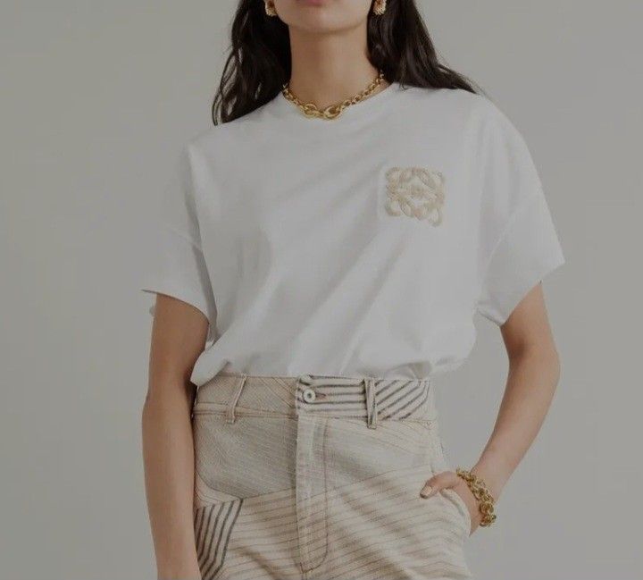 LOEWE Embossed Anagram Patch logo Boxy fit TeeShirt (Category: Luxury Apparel) located in Navotas City. Submitted by ms.soulana (Listing ID 1460786271, Image 2). Description: PreOwned likeNew Lightly Used Loewe Embossed Anagram Patch logo OverSized Boxy fit TeeShirt Size tag M. fits XL - Features iconic Anagram logo embroidery on chest - Relaxed fit, short sleeves - Made from comfortable 100% cotton - Versatile for casual wear, easy to style - Pl