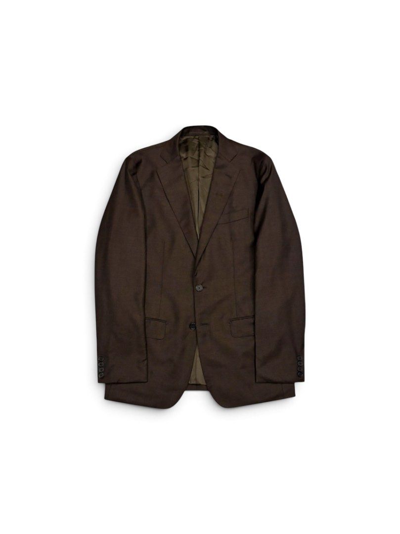 Loro Piana x Simplicite Virgin Wool Suit Jacket (Category: Coats, Jackets and Outerwear) located in Valenzuela. Submitted by katadatakph (Listing ID 1460742182, Image 1). Description: Loro Piana x Simplicite Virgin Wool Suit Jacket Dark Brown Size: 48 (S-M) Dimes: Width 21 Shoulders 17.5 Length 28.5 Crafted in Japan from Loro Piana fabric for Simplicité, this classic single-breasted, two-button suit jacket features horn buttons, a notch lapel, si