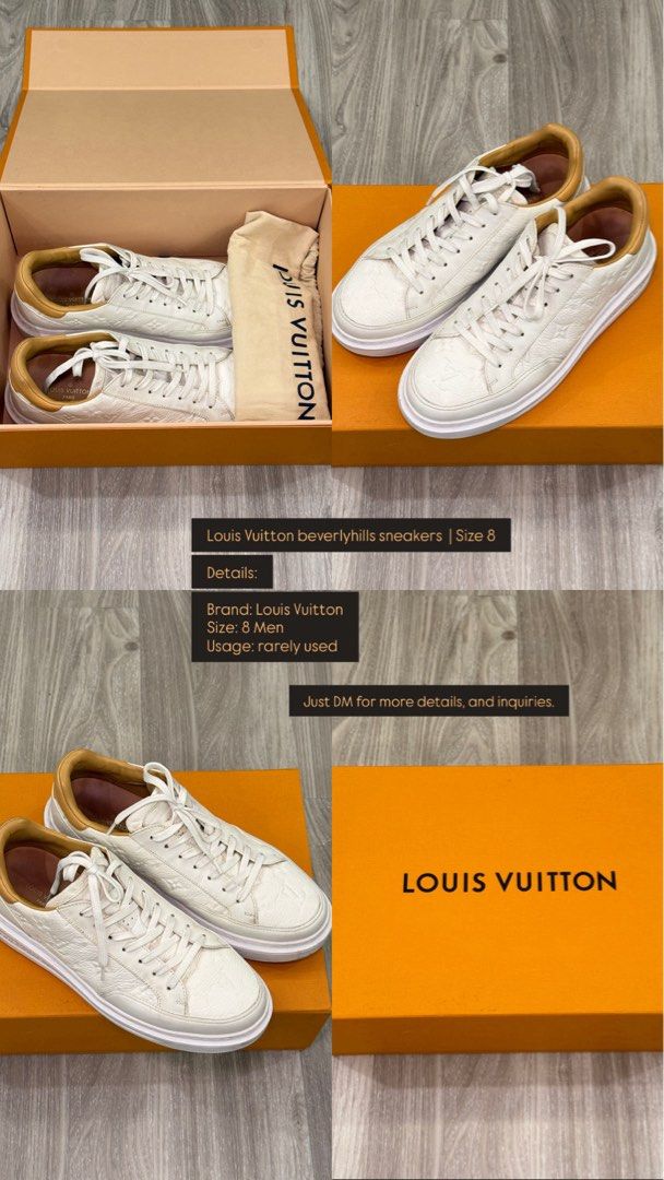 Louis Vuitton beverly hills sneakers (Category: Casual Shoes) located in Manila. Submitted by silent_dosss (Listing ID 1460807444, Image 1). Description: 📌 Condition: 9.5 📏 Size: 8.5 📦 Complete with box/accessories 💯 Guaranteed authentic 💰 Price: ₱18,000 📍 Location: Pasig 🚚 Shipping / Meetup available PM for more photos/details. Serious buyers only..