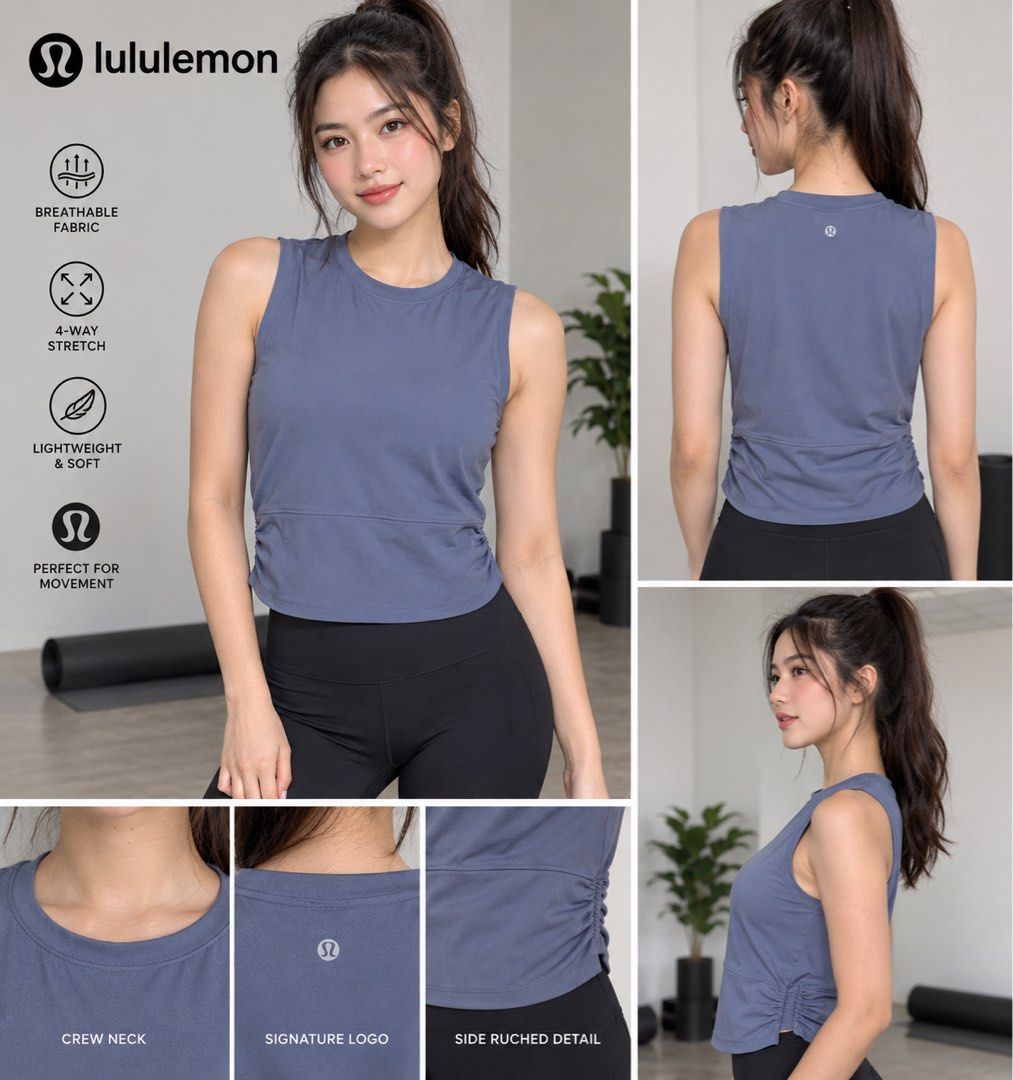 Lululemon Sleeveless Tops (Category: Sleeveless) located in Las Pinas. Submitted by southstreetdeals (Listing ID 1460889373, Image 1). Description: Lululemon Sleeveless Tops (Authentic/Legit) •Width 15 Stretchable •Length 16.5 or 17 •Color rate 9.5/10 •Issue None •Like New Condition.