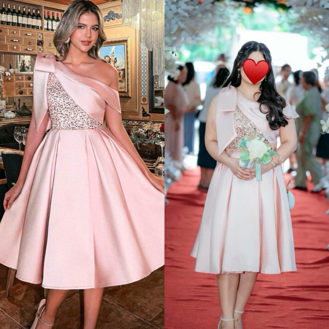 Luxury Sequin A-Line Bowtie Dress (Category: Evening dresses & gowns) located in Manila. Submitted by mikyelaaa (Listing ID 1460813936, Image 1). Description: Used once, can fit XS to Semi L bodyframe. Suitable for weddings, parties, galas, debut, etc. .