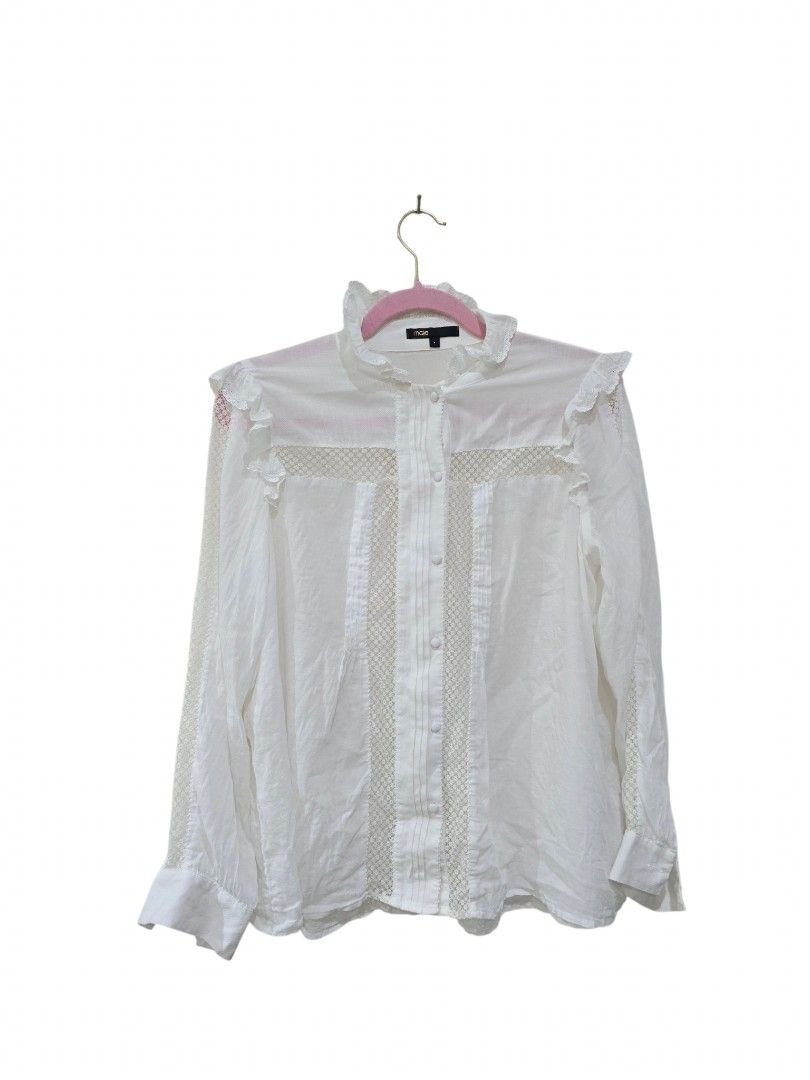 Maje white blouse (Category: Longsleeves) located in Batangas. Submitted by thevanitychamber (Listing ID 1460885570, Image 2). Description: .
