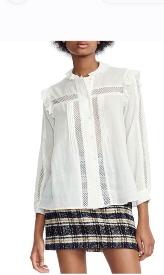 Maje white blouse (Category: Longsleeves) located in Batangas. Submitted by thevanitychamber (Listing ID 1460885570, Image 1). Description: .