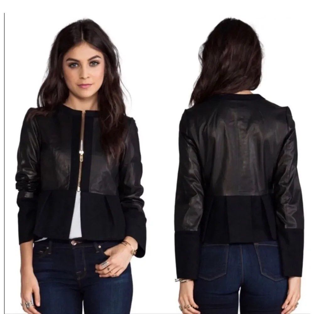 Marc by Marc Jacobs Kent Leather Peplum Jacket (Category: Coats, Jackets and Outerwear) located in Dagupan City. Submitted by well.layed (Listing ID 1460917364, Image 2). Description: size 0 - xs extra small issue frayed cuff see last pictures for the issue - Brand: Marc by Marc Jacobs - Color: Black - Material: Leather sleeves and front panels, wool peplum bottom - Closure: Zipper front - Neckline: Round - Styling: Pairs well with jeans or trous