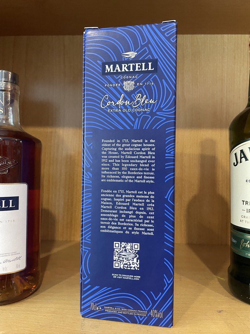 Martell Cordon Bleu Extra Old Cognac 700ml w/ Gift Box, Food