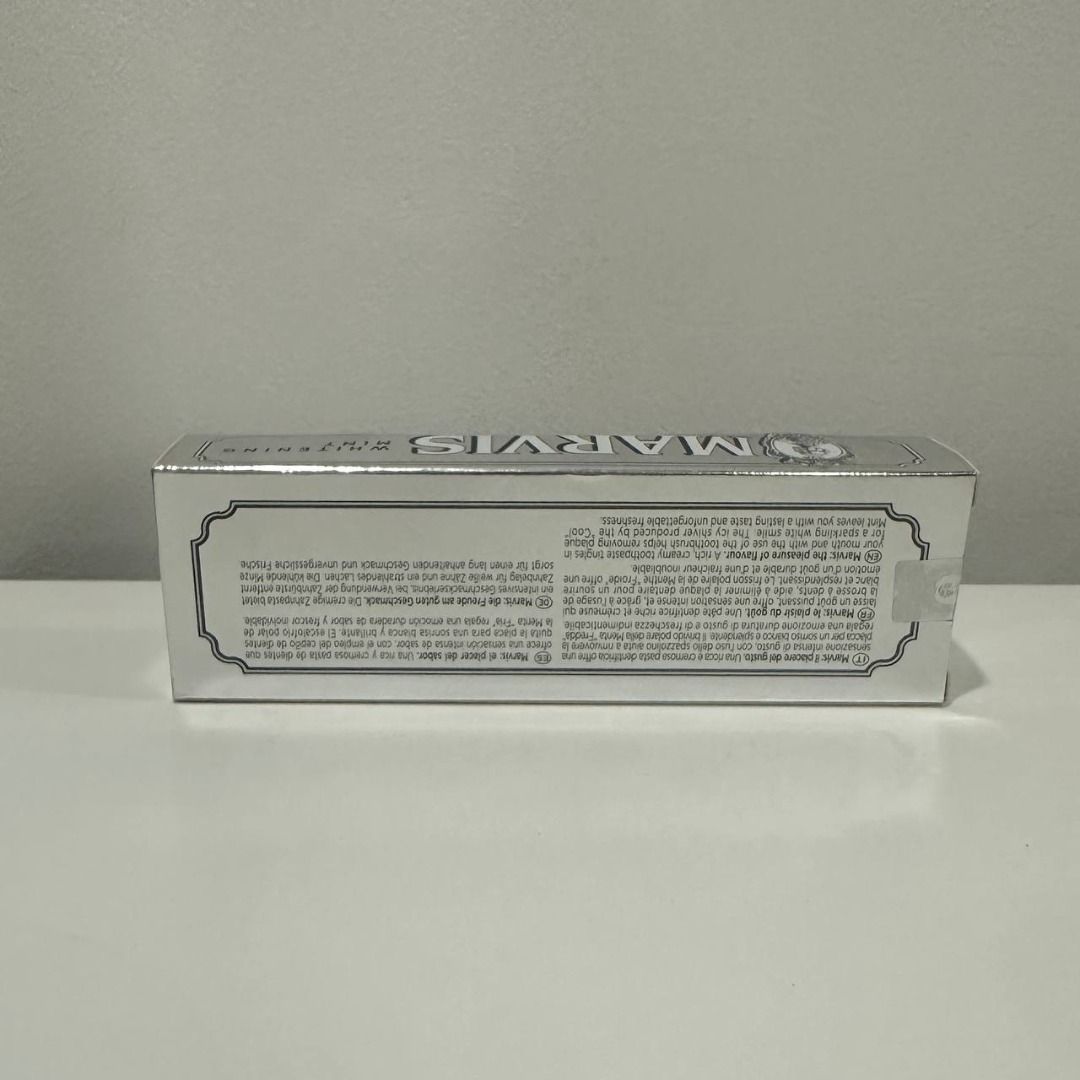 Marvis Whitening Mint Toothpaste 85ml [Sealed] (Category: Oral Care) located in Quezon City. Submitted by autumnhaulz (Listing ID 1460888412, Image 2). Description: - Marvis Whitening Mint Toothpaste - Size: 85ml (4.4 oz) - Flavor: Whitening Mint - Benefits: Keeps teeth bright and fresh - Experience: A minty clean feeling.