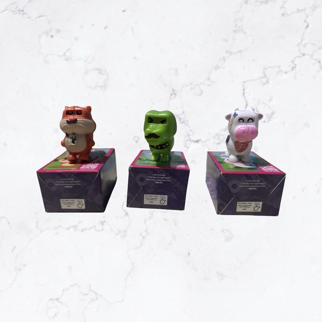 Mcdo Adopt Me Pets Happy Meal Toy (Category: Designer & Blind Box Toys) located in Manila. Submitted by sytakayama (Listing ID 1312918393, Image 3). Description: used With box 45 each take all for 250.