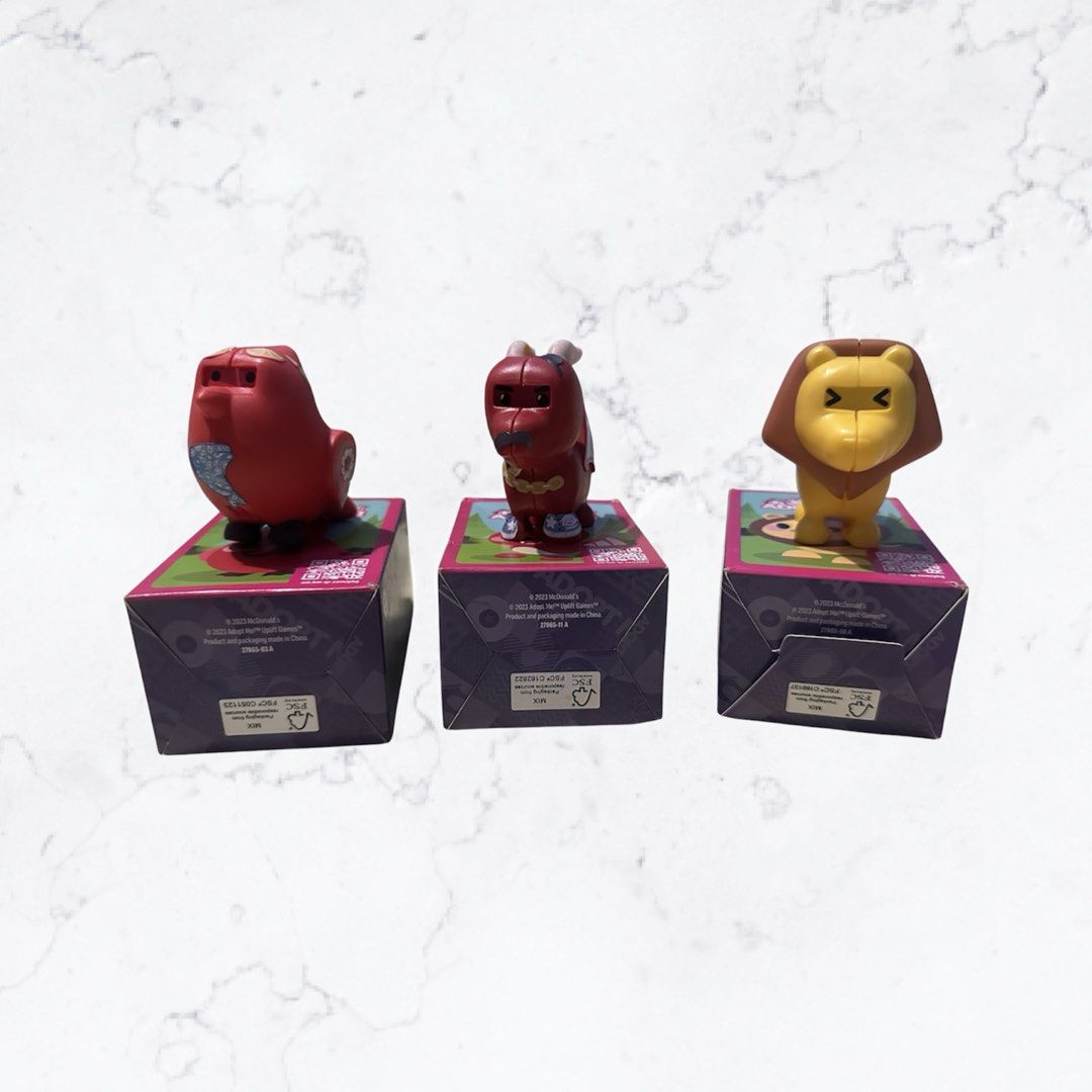 Mcdo Adopt Me Pets Happy Meal Toy (Category: Designer & Blind Box Toys) located in Manila. Submitted by sytakayama (Listing ID 1312918393, Image 2). Description: used With box 45 each take all for 250.