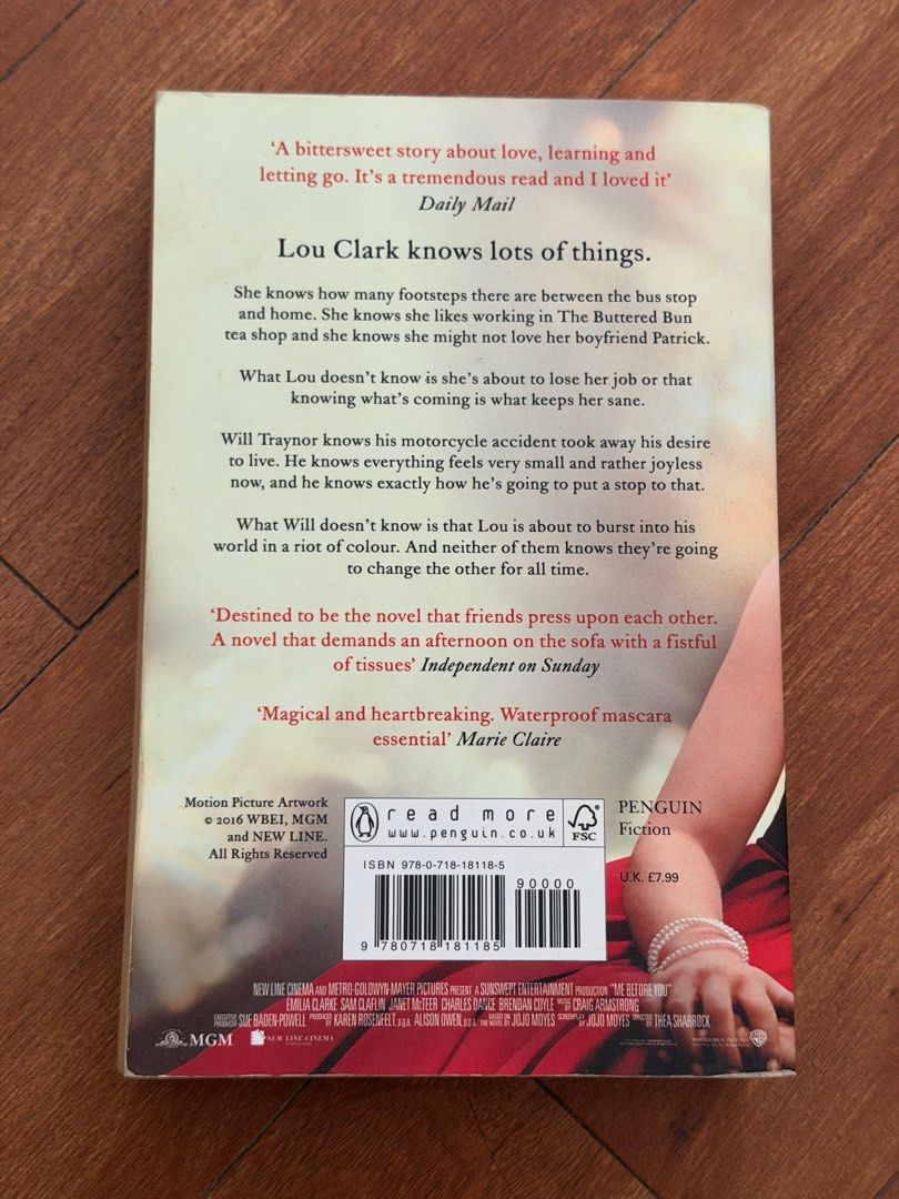 Me Before You By Jojo Moyes Book (Category: Storybooks) located in Binan City. Submitted by ninahiraeth (Listing ID 1460920052, Image 2). Description: has a small punit below:) you can see on the first photo. punit sa spine. i include freebies !! will ship via J&T🤍.