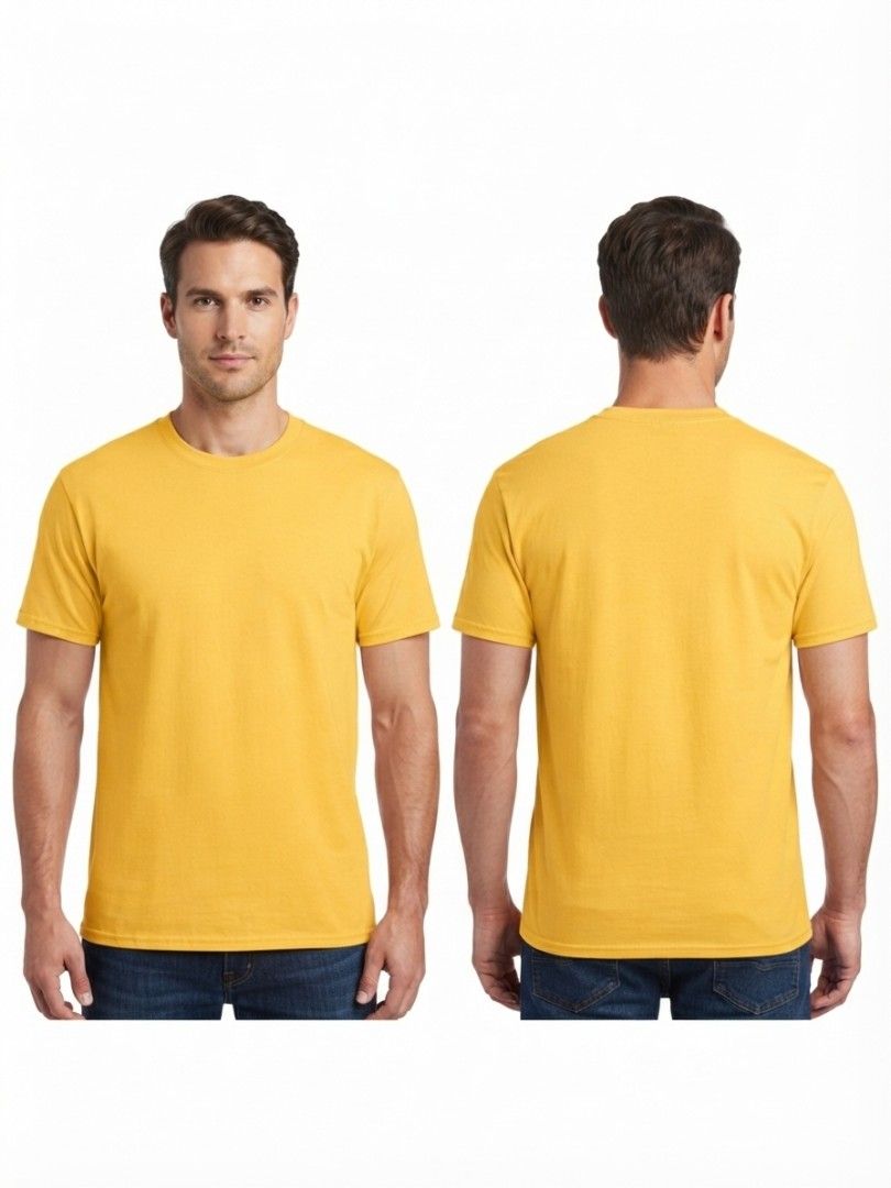 Men's Plain Crew Neck T-Shirts (Yellow & Mustard) (Category: Tshirts & Polo Shirts ) located in Famy. Submitted by bujoystyle16 (Listing ID 1460726367, Image 3). Description: - Basic crew neck tees - Short sleeves - Comfortable fit - Ideal for layering or wearing alone - Available in bright yellow and warm mustard - Perfect for casual wear.