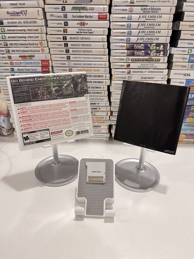 Metal Gear Solid 3D: Snake Eater 3DS/2DS Game (Category: In-Game Products) located in Baliuag. Submitted by mostlyaboutnintendo (Listing ID 1460912529, Image 2). Description: 📌 https://linktr.ee/mostlyaboutnintendo 📢 COMPLETE IN CASE AND MANUAL/s ✔️ Authentic ✔️ Mabilis ma-read mismong cartridge ✔️ Guaranteed tested and working ✔️ Will always send tested pics before ship out ✔️ Clean Pins ✔️ US Version Metal Gear Solid 3D: Snake Eater brings th
