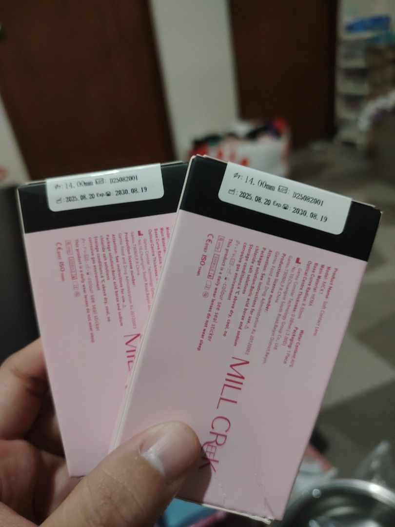 Mill Creek Soft Contact Lenses BUNDLE (Category: Vision Care) located in Marikina City. Submitted by sedyrah (Listing ID 1460900224, Image 3). Description: - 2 boxes Mill Creek soft contact lenses - Color: Mist 4 Tone Coffee - Each box contains 1 piece - Diameter: 14.00mm - Expiry Date: 2030.08.19 - Please check photos for more details.