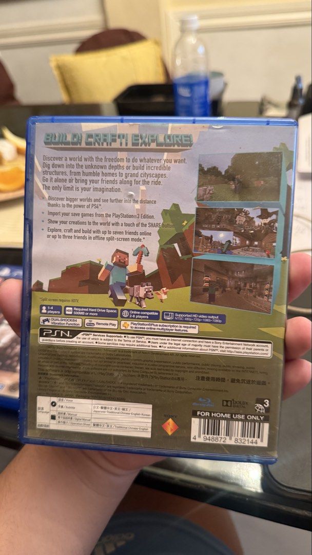 Minecraft PlayStation 4 Edition PS4 Game (Category: PlayStation) located in Santa Maria. Submitted by rnxlls (Listing ID 1460826028, Image 2). Description: - Explore a world with total freedom. - Play solo or with friends. - Import your save games from the PlayStation 3 Edition. - Supports up to 4 players in split-screen mode. - Online multiplayer requires PlayStation Plus subscription..