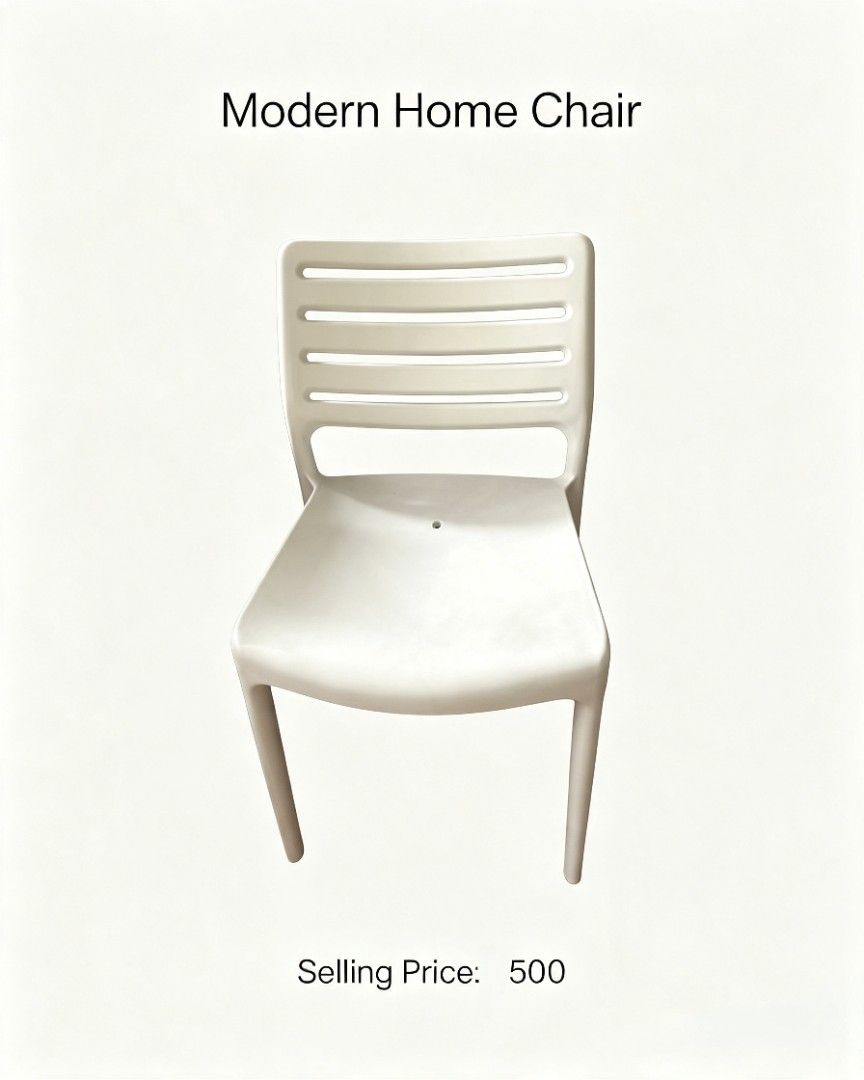 Modern Home Chair (Category: Chairs) located in Quezon City. Submitted by zwit1492 (Listing ID 1460823829, Image 1). Description: - Modern and clean design - Made of durable plastic - Versatile: use for dining or as an accent chair - Easy to clean and maintain - Lightweight and easy to move.