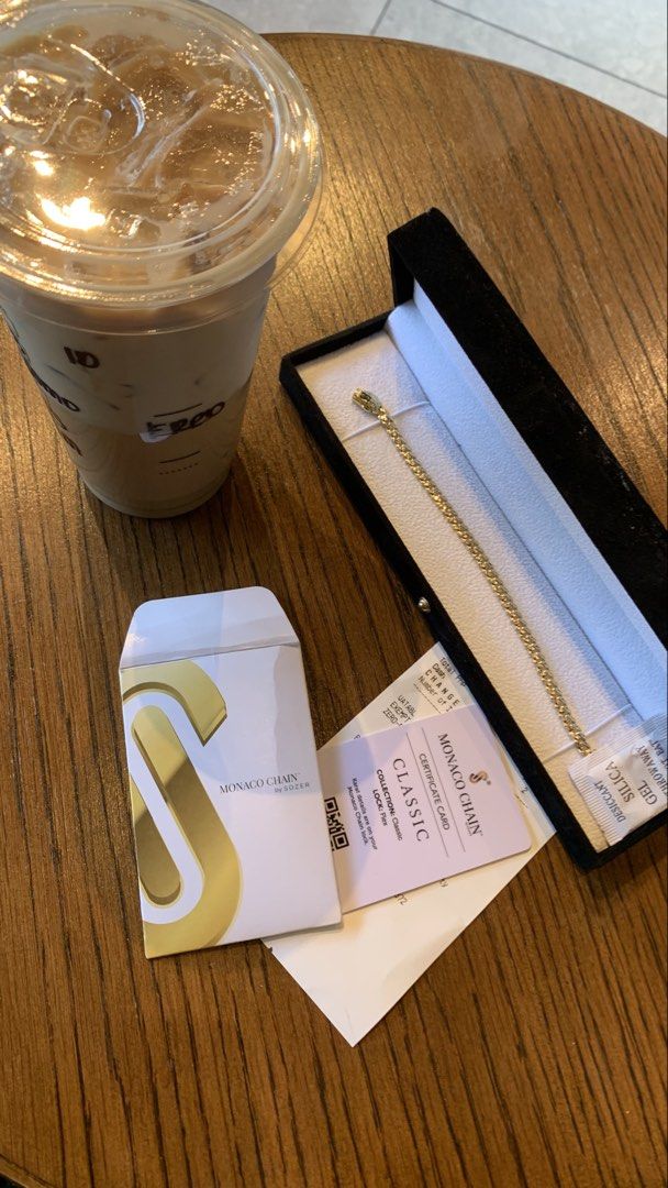 MONACO Chain Bracelet 18k (Category: Bracelets) located in Antipolo. Submitted by redwatchmnl (Listing ID 1460873460, Image 1). Description: Original Bought On May 2026(4mosOld) 6.1 grams 5mm 6.8inches to 7inches wrist size With Box and Ccard.
