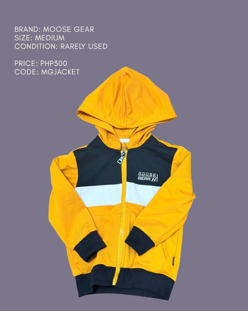 Moose Gear Jacket (Category: Babies & Kids Fashion) located in Manila. Submitted by judyarmenta (Listing ID 1460859203, Image 1). Description: -Moose Gear Apparel Jacket -Medium sized suitable of 1-3 years old.