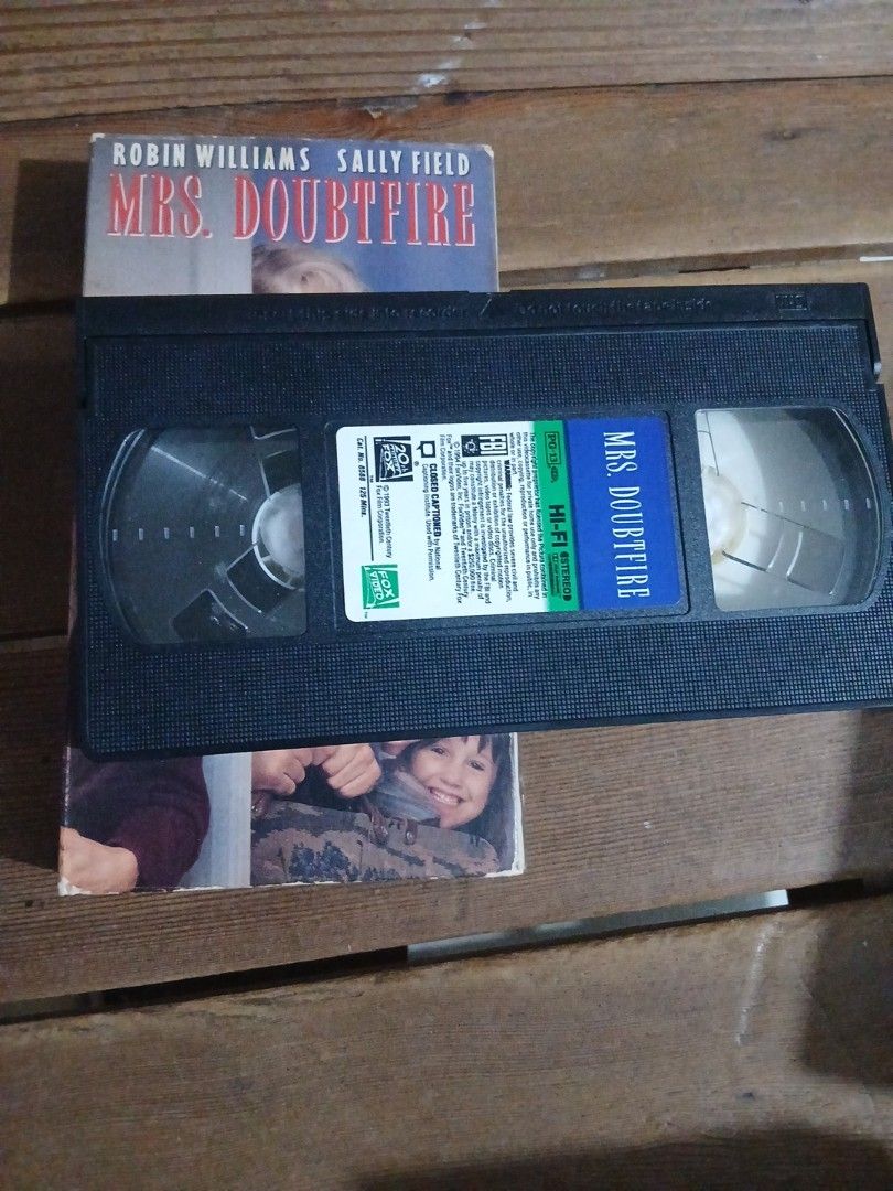 Mrs. Doubtfire VHS Tape - Robin Williams, Sally Field (Category: CDs & DVDs) located in Manila. Submitted by fastriver-bbe9 (Listing ID 1460808862, Image 2). Description: - Classic comedy movie: Mrs. Doubtfire on VHS - Starring: Robin Williams and Sally Field - A heartwarming and hilarious film for the whole family - Great addition to any movie collection - Relive this 90s favorite.