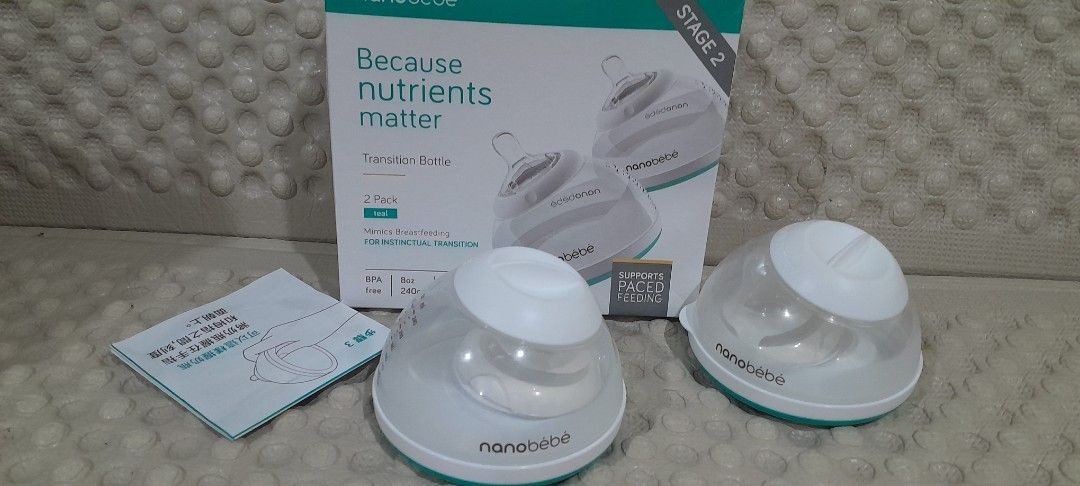 Nanobébé Stage 2 Transition Bottles - 2 Pack Teal (Category: Breastfeeding & Bottle Feeding) located in Baguio. Submitted by rozel047 (Listing ID 1460772712, Image 2). Description: - Nanobébé Stage 2 Transition Bottles - Mimics breastfeeding for instinctual transition - BPA-free - 8oz (240ml) capacity - Innovative snap closure - Supports paced feeding - Comes in a 2-pack - Color: Teal.