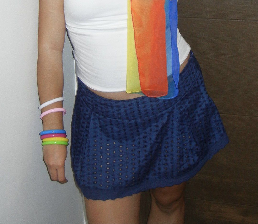 Navy Blue Lace Skirt (Category: Skirts) located in Manila. Submitted by ynasbr (Listing ID 1460784612, Image 2). Description: navy blue lace skirt fits L to XL! rfs: decluttering.