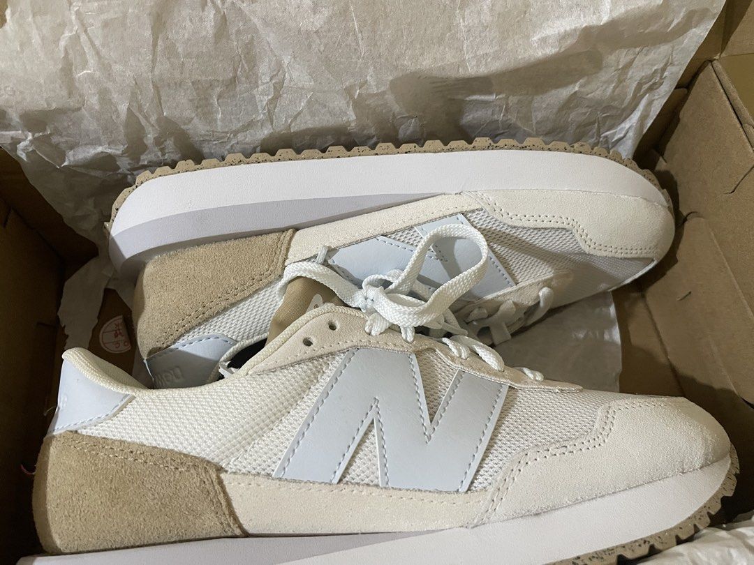 NB 237 (Category: Sneakers) located in Cavite. Submitted by HelloAnn_Closet (Listing ID 1460816664, Image 1). Description: New Balance Women’s 237 sneakers featuring an off-white mesh and suede upper with a tan tongue label and soft blue accents Size 37.5 RFS: Little tight for me .