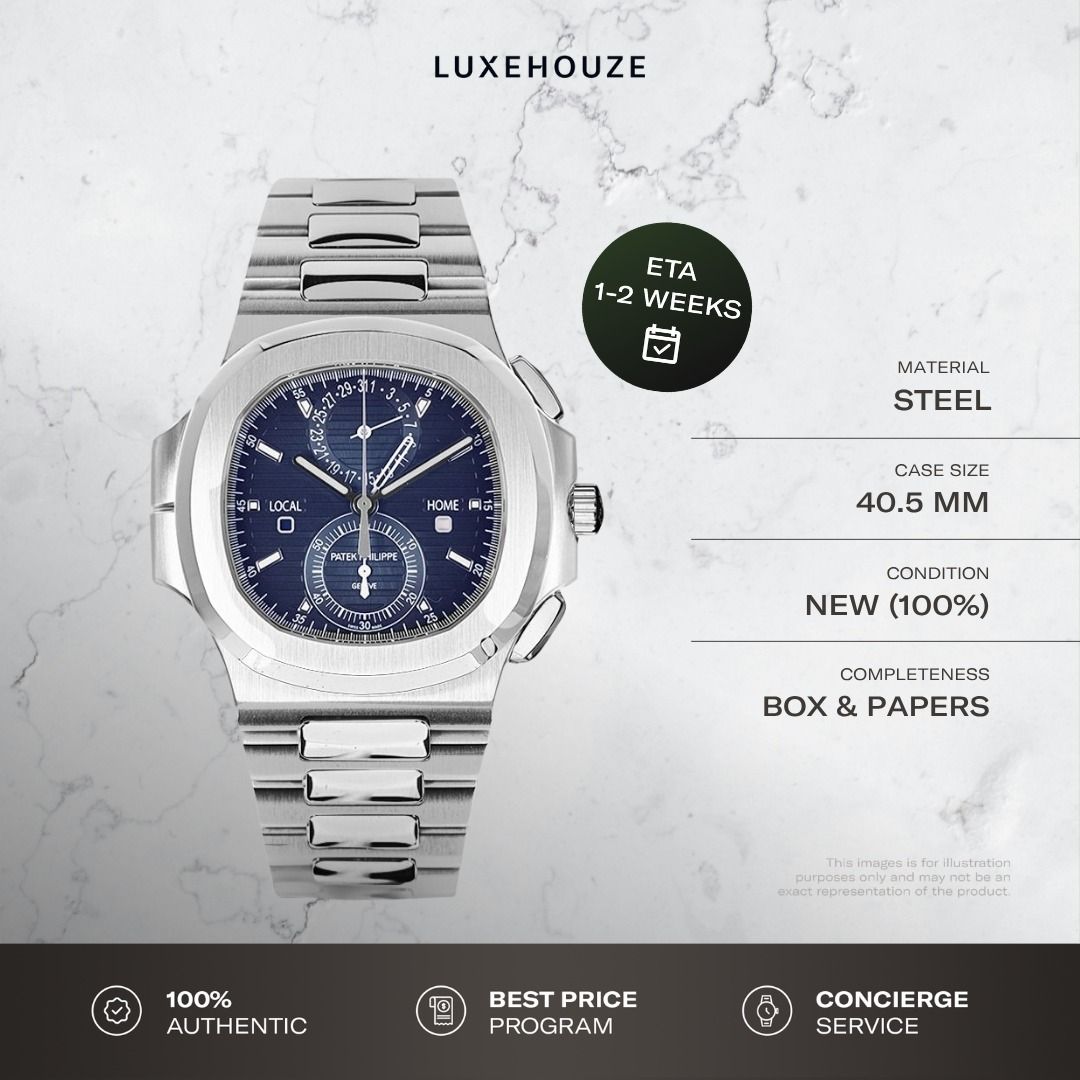 New 2026 Patek Philippe Nautilus 5990/1A-011 Blue (Category: Watches) located in Singapore. Submitted by luxehouze (Listing ID 1460537210, Image 1). Description: Luxehouze is your trusted marketplace to buy and sell luxury goods. Luxehouze SG Pte Ltd is a licensed luxury goods marketplace and regulated dealer. WHY US? 100% Authentic with Money-Back Guarantee Best Price Program* Curated Collection * T&Cs apply. OUR SERVICES • Watch Purchase - Shop