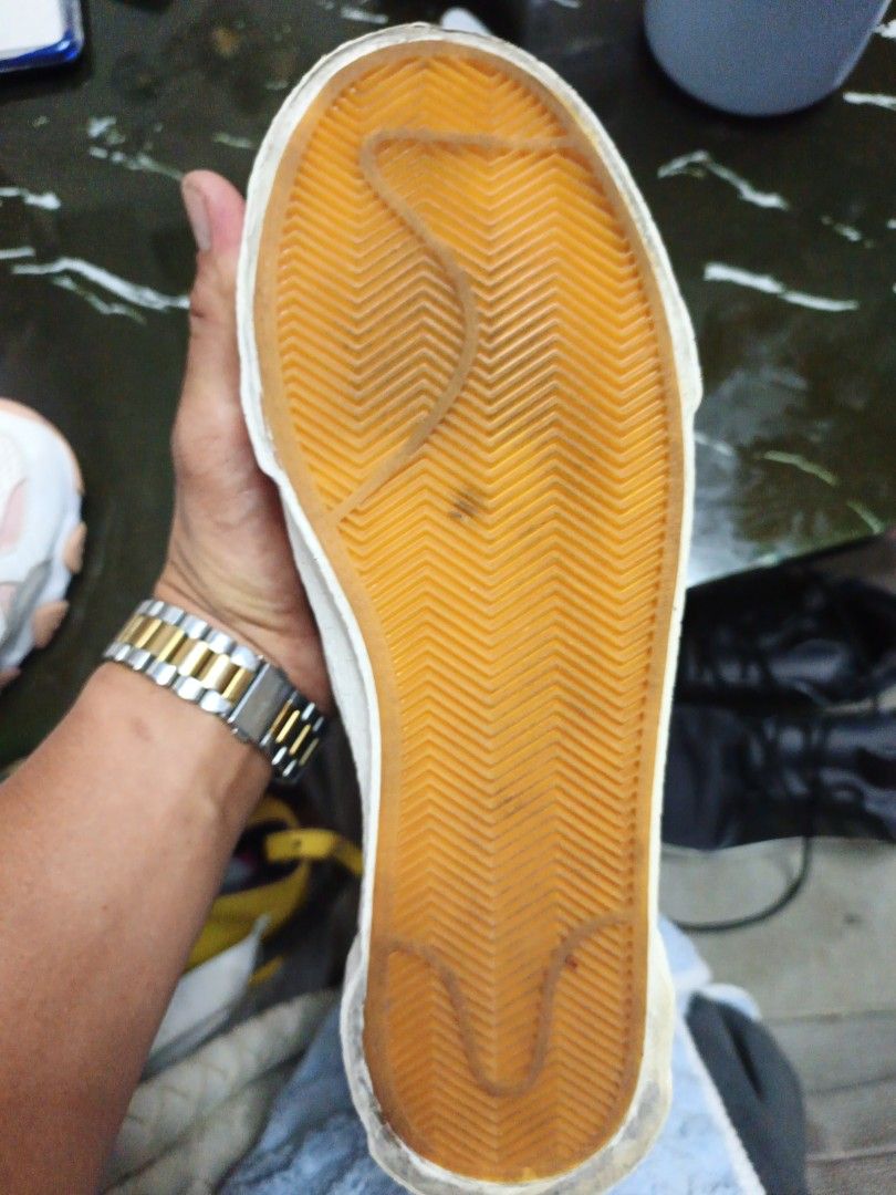 Nike Blazer Mid Off-White Black Grey (Category: Sneakers) located in Manila. Submitted by kixtmz (Listing ID 1460745339, Image 3). Description: - Nike Blazer Mid sneakers - Color: Black, Grey, and White - Unique layered sole design - Lace-up closure - Ideal for casual wear.