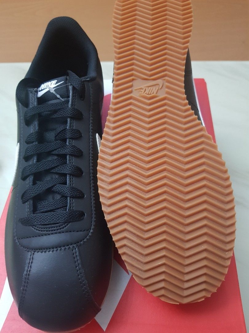 Nike Cortez Black White Gum Sole (Category: Sneakers) located in San Mateo. Submitted by wellhomes (Listing ID 1460849826, Image 3). Description: - Classic Nike Cortez sneakers - Black leather with white swoosh and heel tab - Retro gum sole - Black laces - Essential for any sneaker collection - Ideal for daily wear.