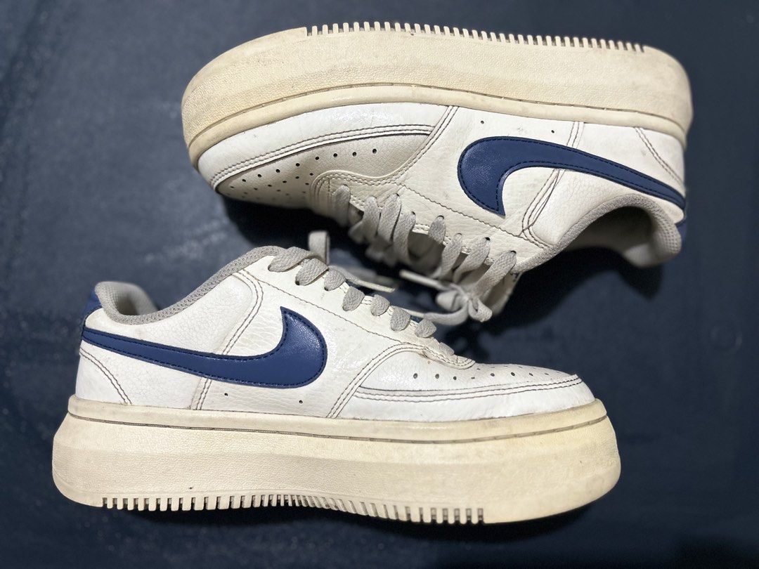 Nike Court Vision Alta (Category: Sneakers) located in Marikina City. Submitted by decluttering.matters (Listing ID 1460768483, Image 2). Description: Authentic Nike Court Vision Alta. Bought from Nike Store. NEEDS CLEANING!!! NEEDS CLEANING!!! Please inspect all photos before buying. Yellowish na ang sole but maayos pa lahat. Price is very low na. Please manage your expectation. Size: US 8 No reservations. Payment first via GCash. First to pay g