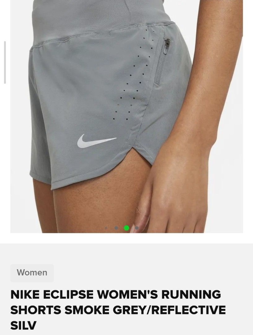 Nike Eclipse Women Running short (Category: Activewear) located in Cebu City. Submitted by deadjay84 (Listing ID 1460914422, Image 2). Description: Nike Eclipse Women Running short Small on tag Fits 26-28 In great condition Perfect for running Pls see photos for details Cebu Loc Add shipping.