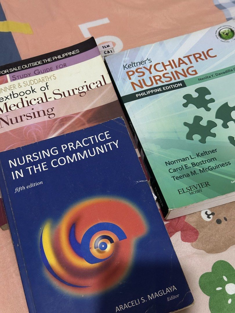Nursing Books - For Sale! (w basbas ✨) (Category: Textbooks) located in San Fernando. Submitted by rnxar (Listing ID 1460732149, Image 1). Description: Nursing Books - For Sale! (w basbas ✨) 📚 Maternal & Child Nursing 6th Edition - Adeli Pillitteri (Vol 1 &2) 📚 Nursing Practice in the Community 5th Edition - Araceli Maglaya 📚 Keltner's Psychiatric Nursing Ph Edition 📚 Brunner & Suddarth's Textbook of Medical-Surgical Nursing - Twelfth Edition