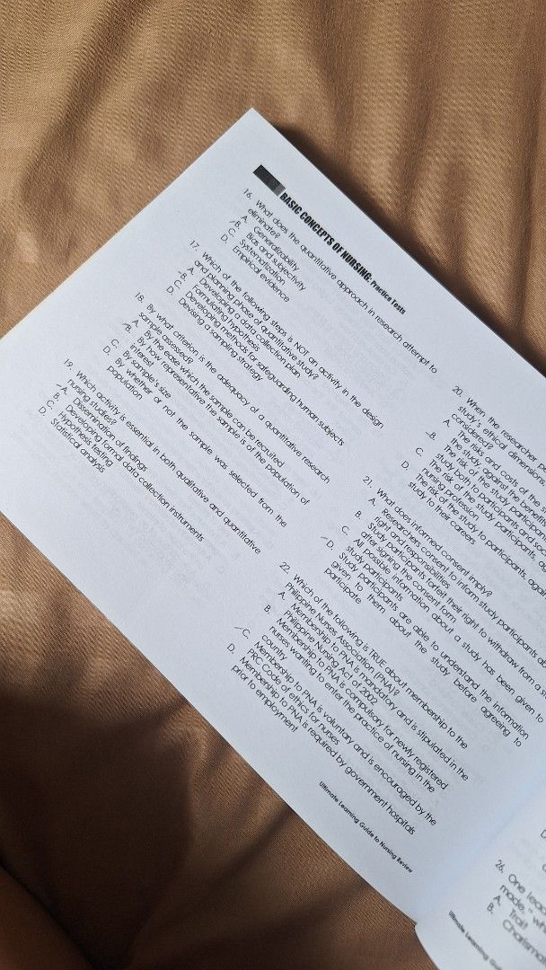 Nursing Review Basic Concepts of Nursing (Category: Assessment Books) located in San Ildefonso. Submitted by softstepsriri (Listing ID 1460770441, Image 2). Description: - Title: Nursing Review Basic Concepts of Nursing - Author: Carl E. Balita - Edition: Centennial 2022 Edition - Type: Ultimate Learning Guide - Content: Fundamentals, Professional Adjustments, Leadership, Management, Ethics, Research - Includes: Practice Tests - Ideal for: Nursin